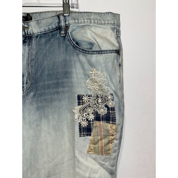 Ralph Lauren Black Label Patchwork Relaxed Tapered Ankle Jeans Women's Plus Siz - Picture 5 of 12